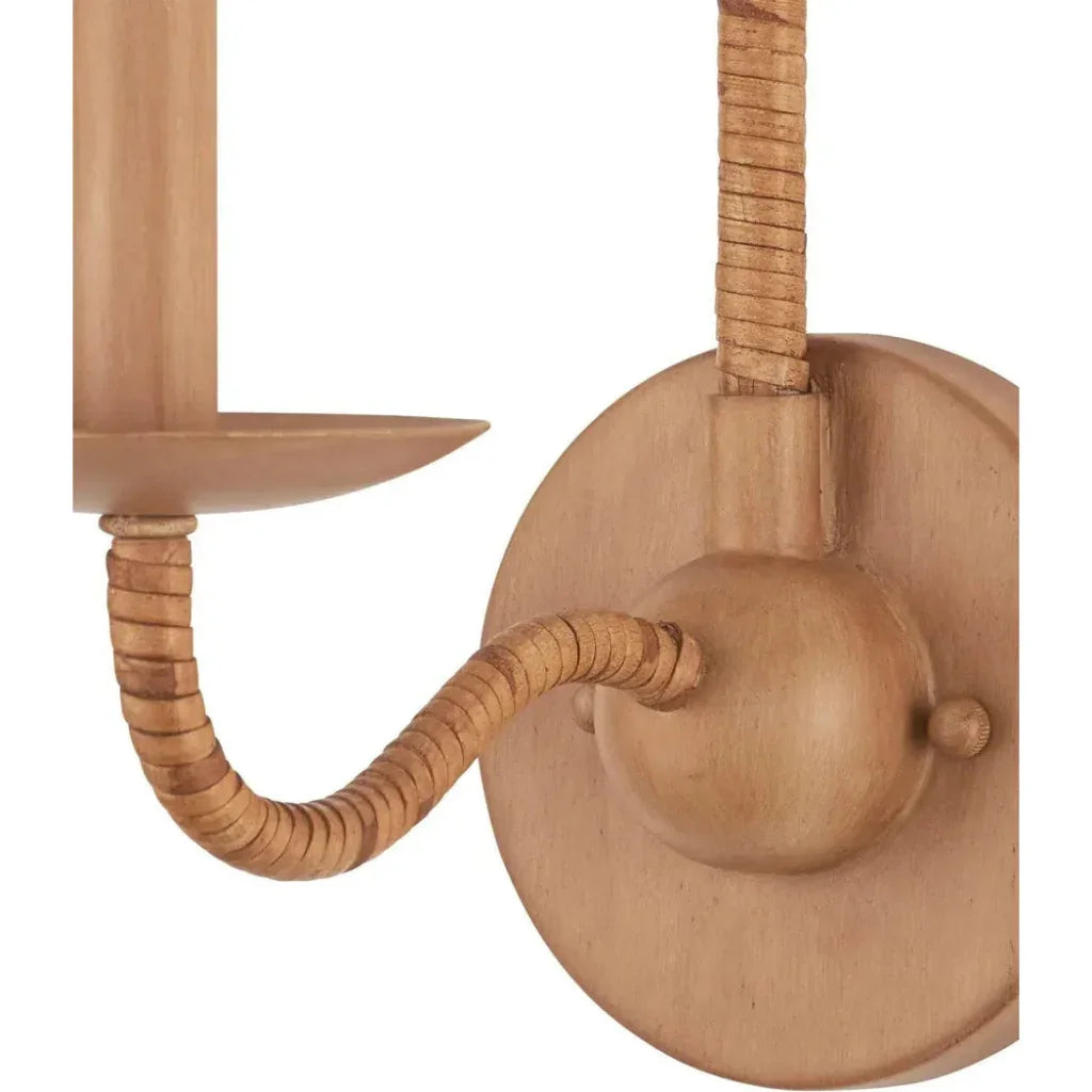 Saxon Single - Light Iron & Rattan Brown Wall Sconce - LOOMLAN - Currey & Co - Wall Sconces