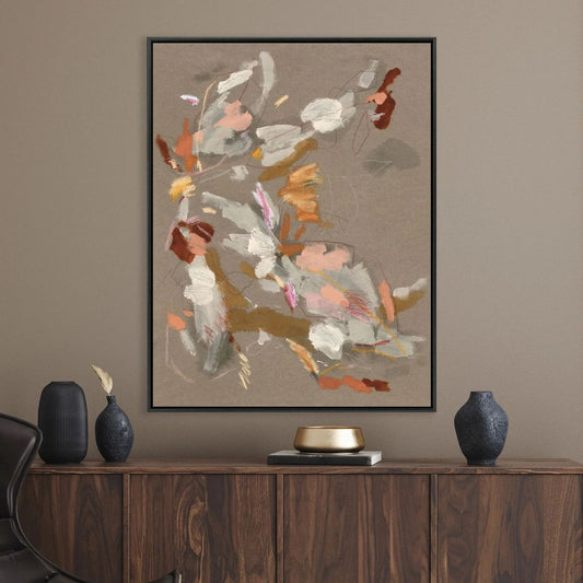 Paragon Scatter Wood Frame Beige Canvas Art