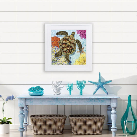 Sea Turtle Turquoise Framed Wall Art -- view 2