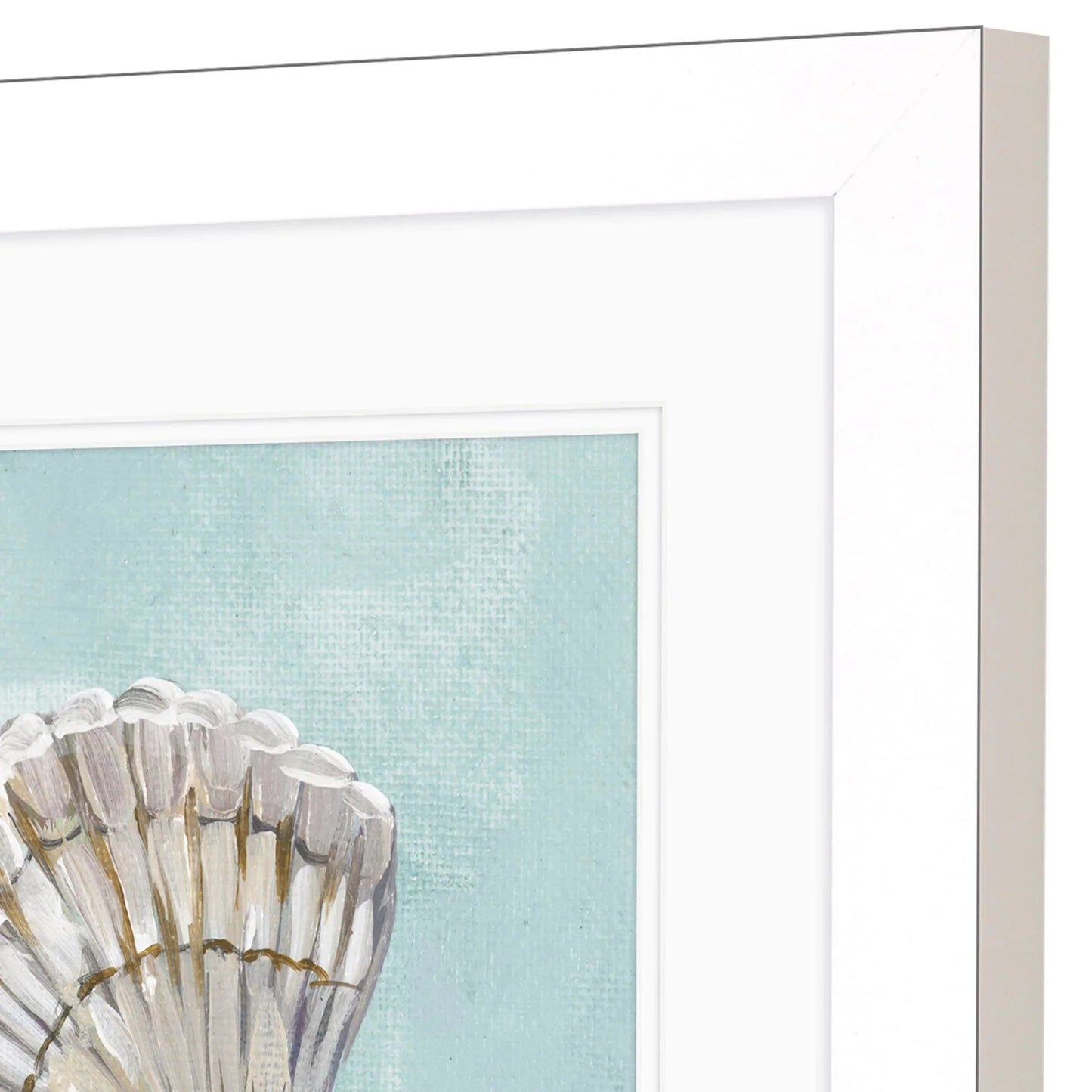 Seashell Glass Front Blue Canvas Art 2PC