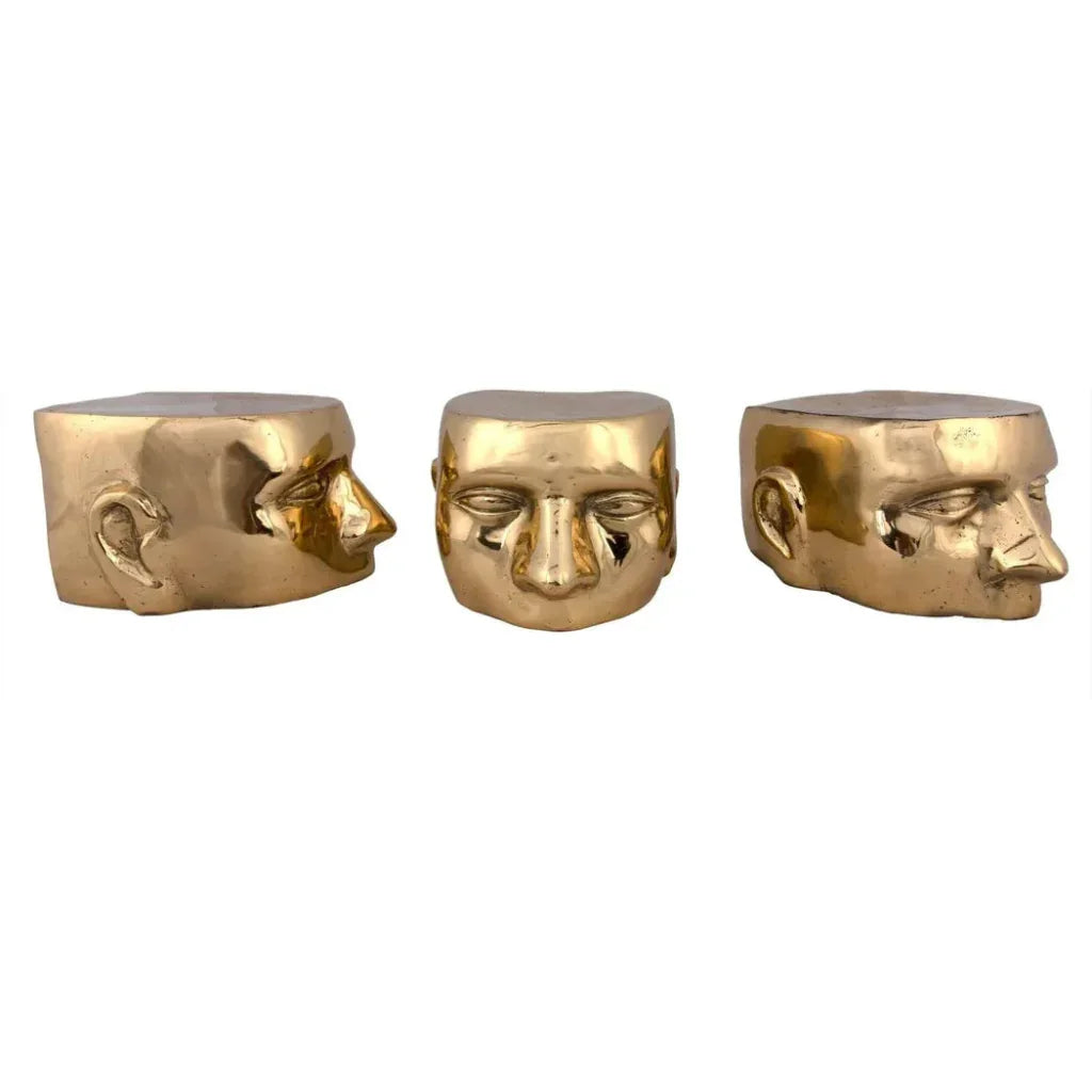 Set Of 3 Character Sculpture Brass 3PC - LOOMLAN - Noir - Statues & Sculptures