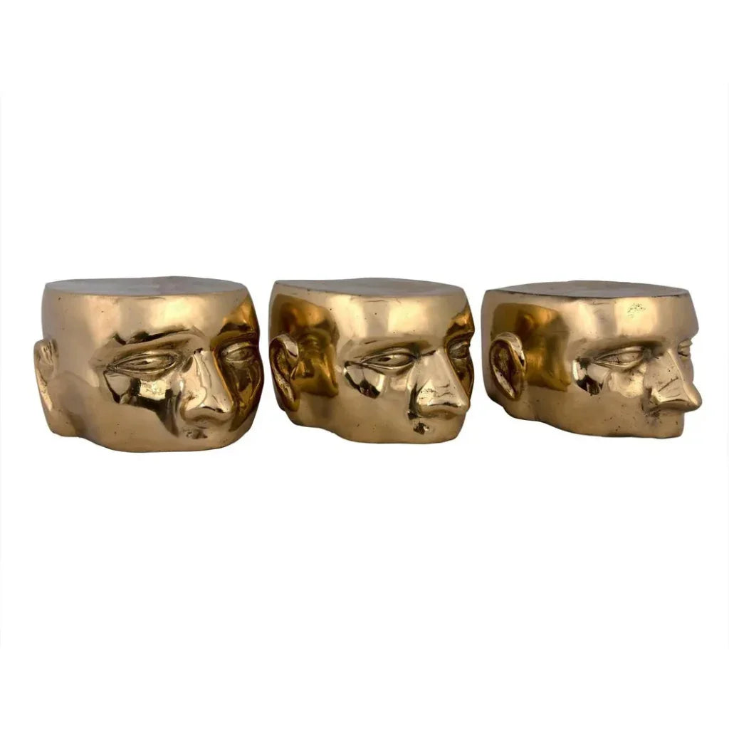 Set Of 3 Character Sculpture Brass 3PC - LOOMLAN - Noir - Statues & Sculptures