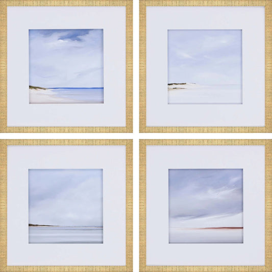 Shores Ribbed Gold Frame Canvas Art 4PC
