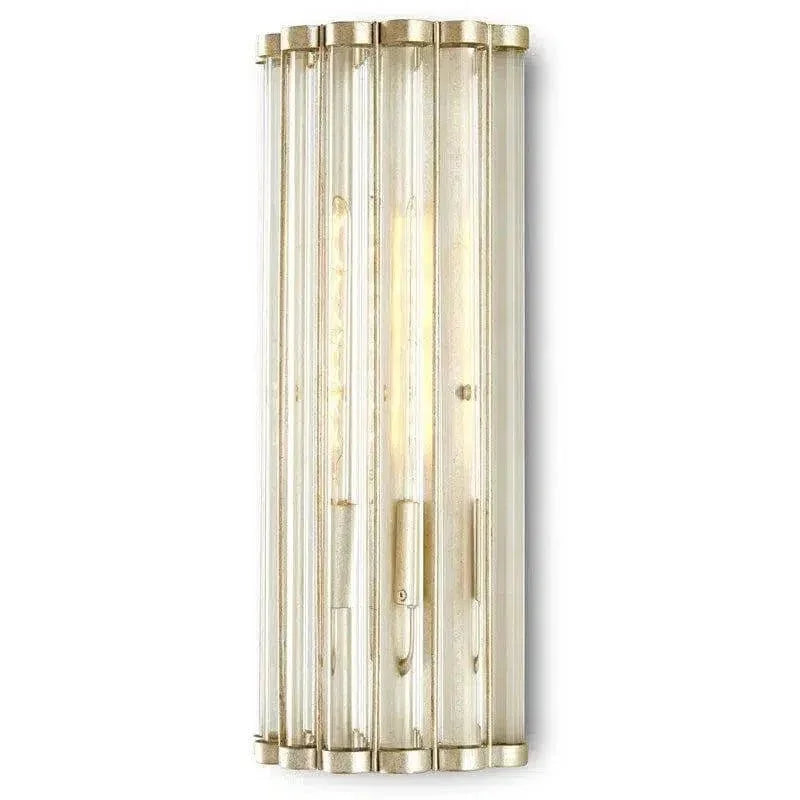 Silver Leaf Clear Warwick Tall Wall Sconce By Williams - LOOMLAN - Currey & Co - Wall Sconces