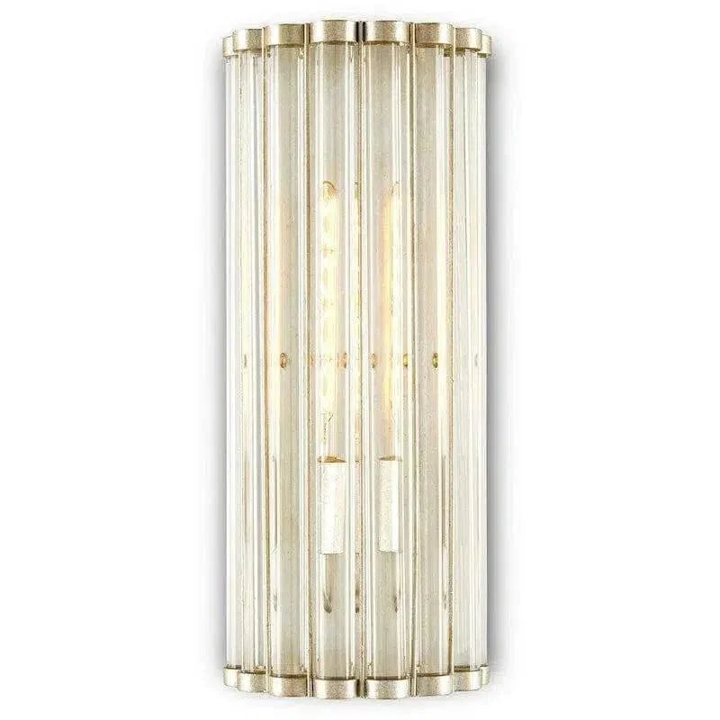 Silver Leaf Clear Warwick Tall Wall Sconce By Williams - LOOMLAN - Currey & Co - Wall Sconces