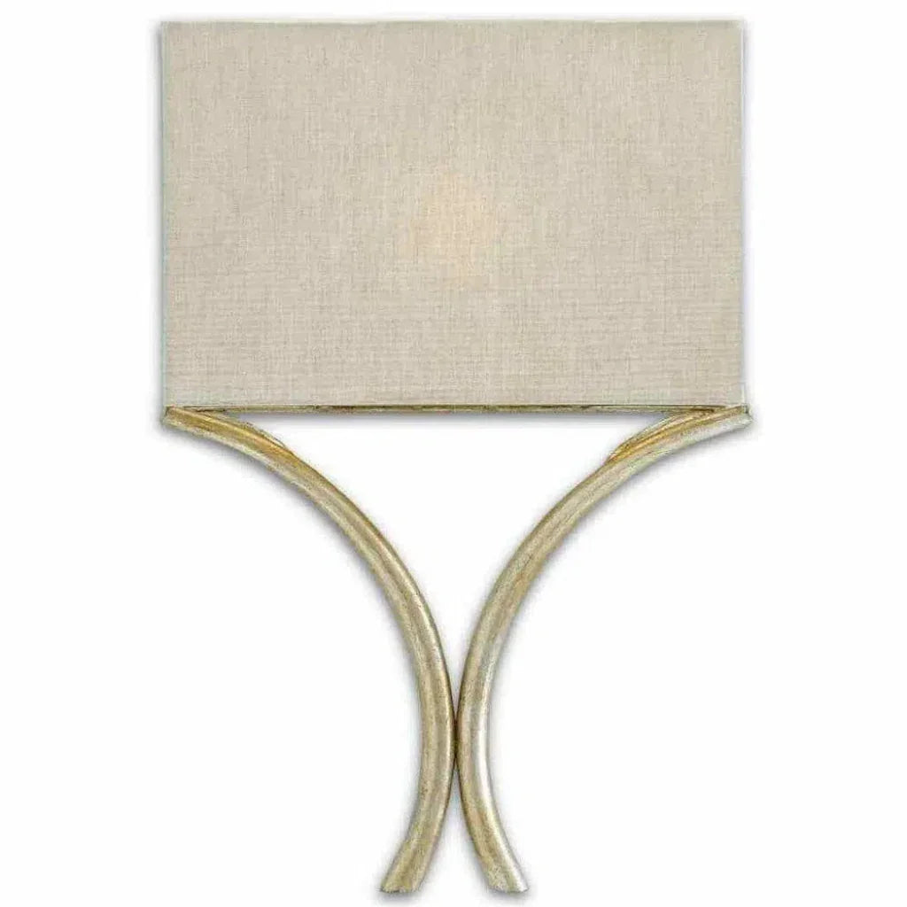 Silver Leaf Cornwall Silver Wall Sconce - LOOMLAN - Currey & Co - Wall Sconces