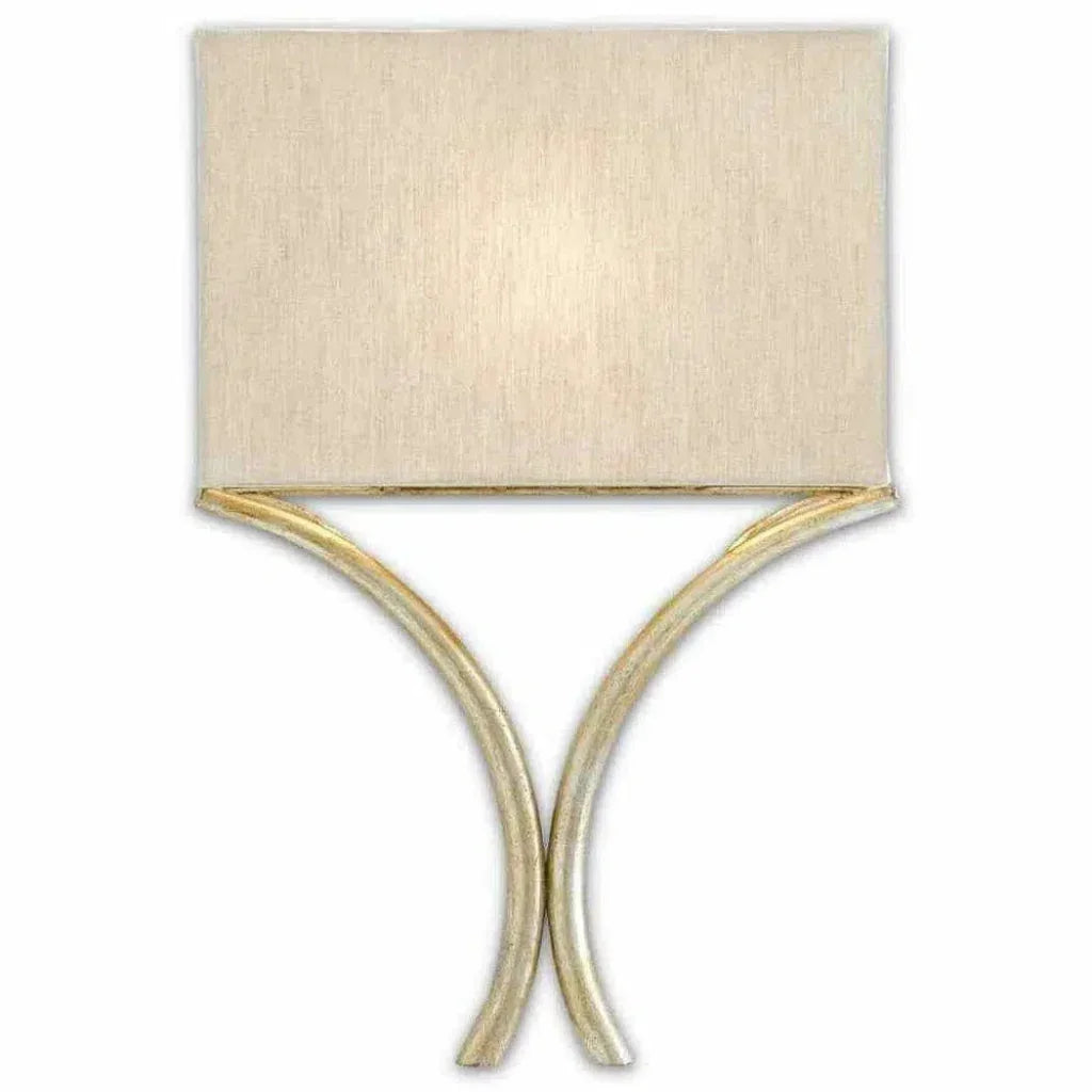 Silver Leaf Cornwall Silver Wall Sconce - LOOMLAN - Currey & Co - Wall Sconces