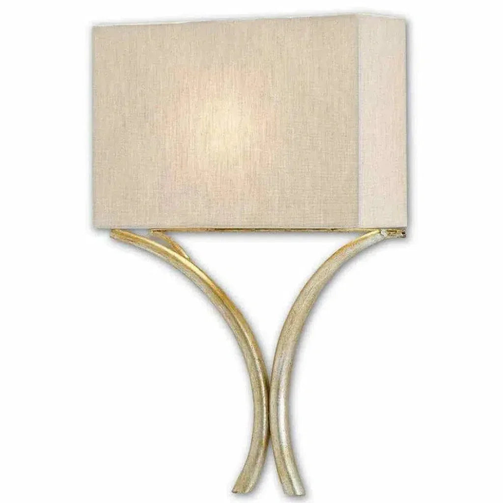 Silver Leaf Cornwall Silver Wall Sconce - LOOMLAN - Currey & Co - Wall Sconces