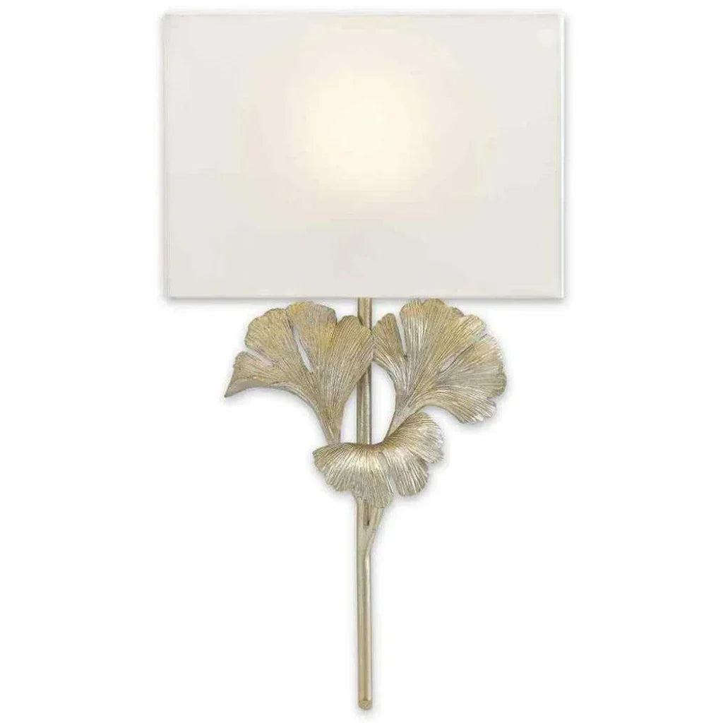 Silver Leaf Gingko Silver Wall Sconce - LOOMLAN - Currey & Co - Wall Sconces
