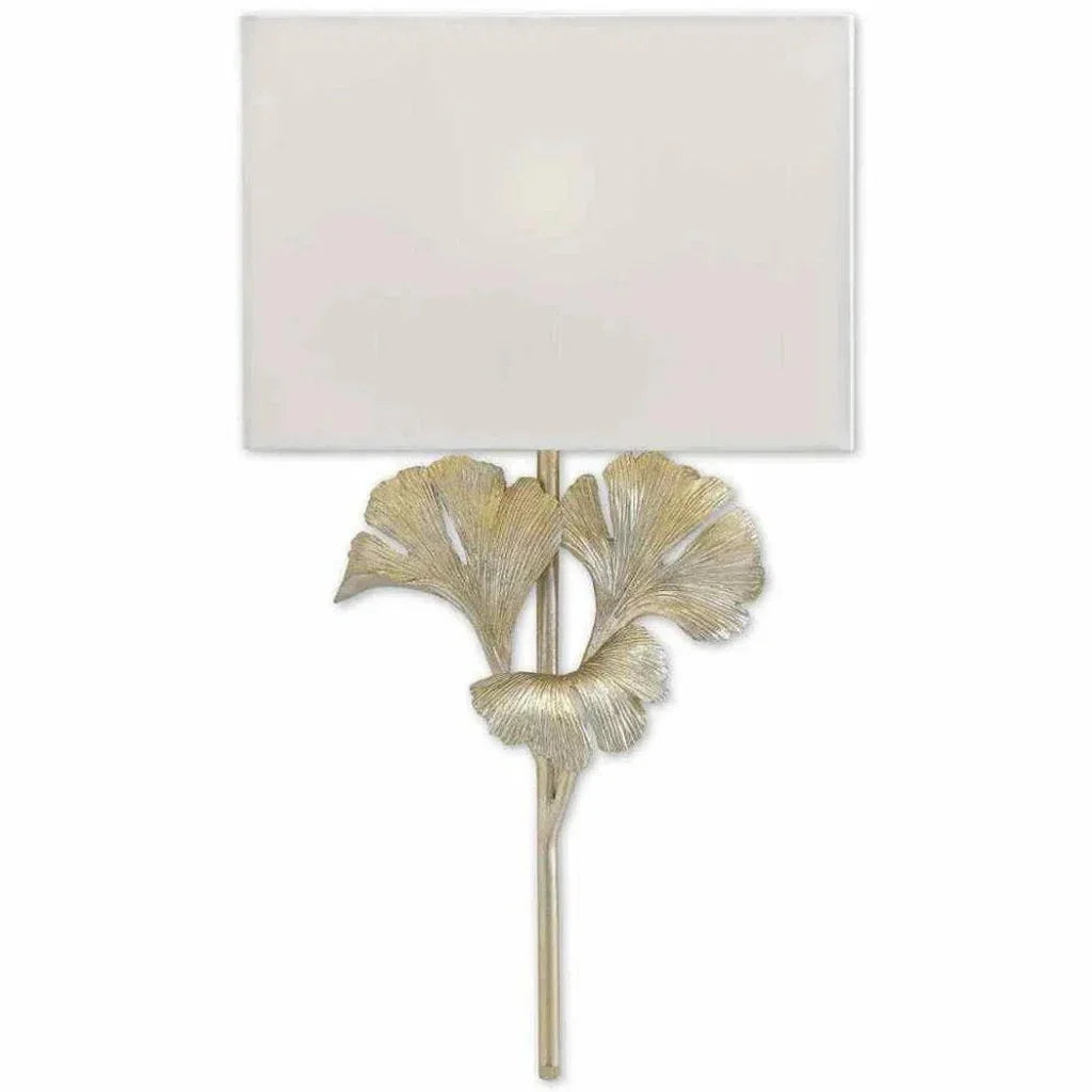 Silver Leaf Gingko Silver Wall Sconce - LOOMLAN - Currey & Co - Wall Sconces
