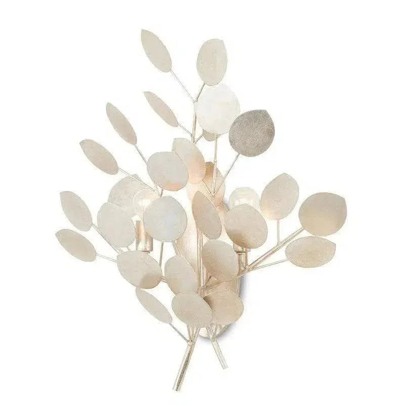 Silver Leaf Lunaria Wall Sconce - LOOMLAN - Currey & Co - Wall Sconces