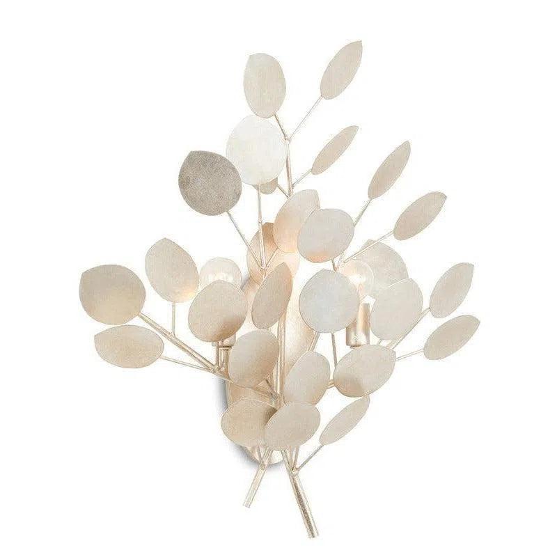 Silver Leaf Lunaria Wall Sconce - LOOMLAN - Currey & Co - Wall Sconces