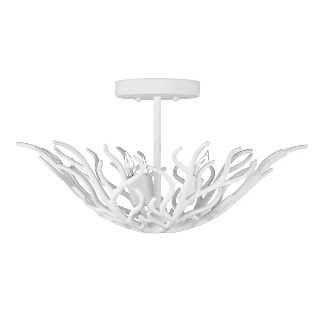 Snowfall Semi-Flush Mount-Flush Mounts-Currey & Co-LOOMLAN