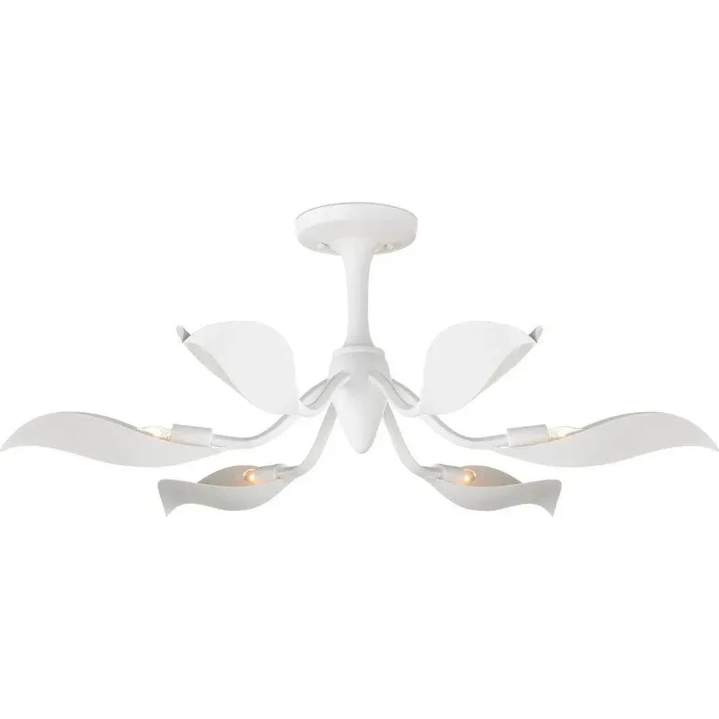 Snowflower Iron White Semi-Flush Mount-Flush Mounts-Currey & Co-LOOMLAN