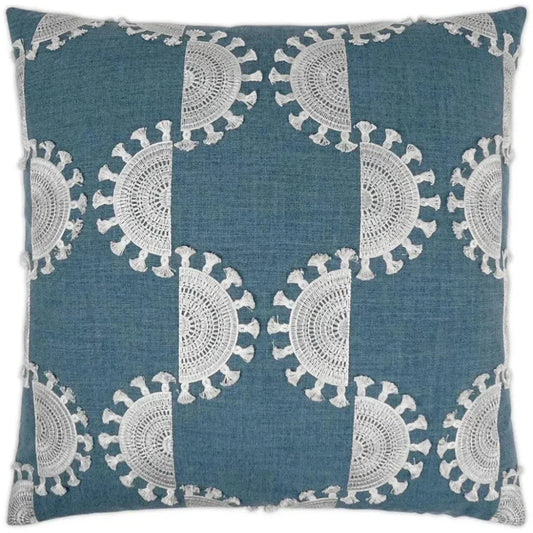 Solara Blue Embroidery Blue Large Throw Pillow Insert - LOOMLAN - D.V. Kap - Throw Pillows