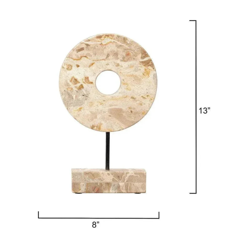 Soleil Marble and Iron Cream Stand - LOOMLAN - Jamie Young - Statues & Sculptures