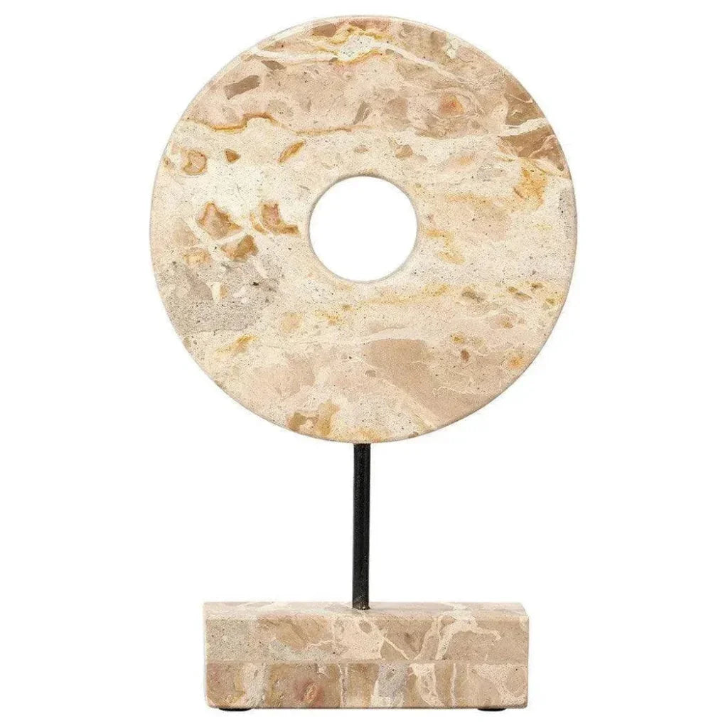 Soleil Marble and Iron Cream Stand - LOOMLAN - Jamie Young - Statues & Sculptures