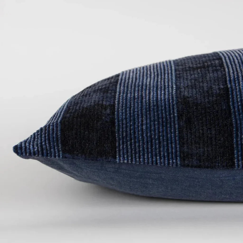 Solid Indigo Lumbar Pillow With Insert - LOOMLAN - LOOMLAN - Throw Pillows