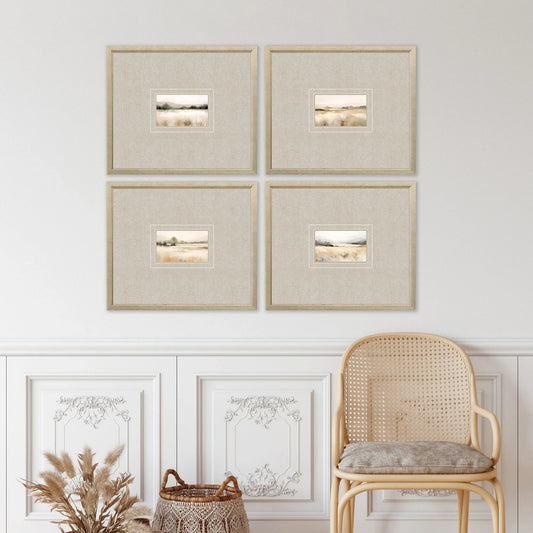 Subtle Landscape Wood Frame Green Canvas Art 4PC