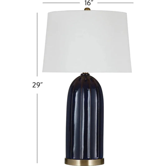 Susan Blue Ceramic Table Lamp - LOOMLAN - Table Lamps