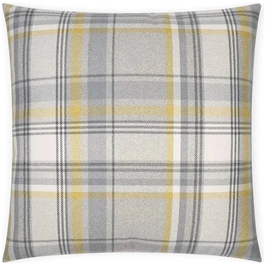 Tartan Plaid Check Yellow Grey Large Throw Pillow - LOOMLAN - D.V. Kap - Throw Pillows