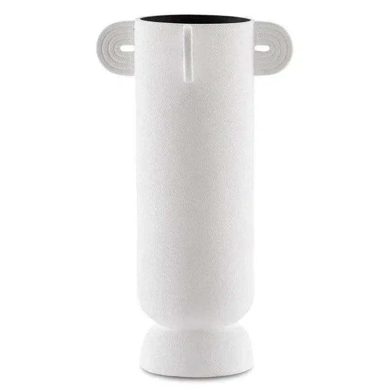 Textured White Happy 40 Tube White Vase - LOOMLAN - Currey & Co - Vases & Jars
