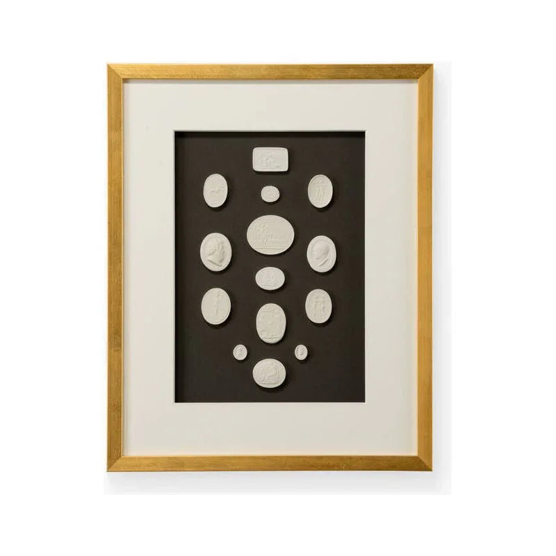 The Grand Tour Intaglios Gold Leaf Framed Artwork-Framed Wall Art-Chelsea House-Intaglios I-Rectangle-LOOMLAN