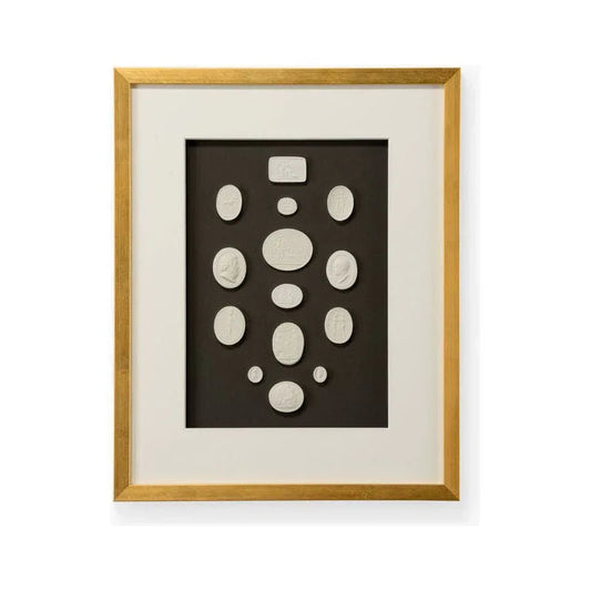 The Grand Tour Intaglios Gold Leaf Framed Artwork-Framed Wall Art-Chelsea House-Intaglios I-Rectangle-LOOMLAN