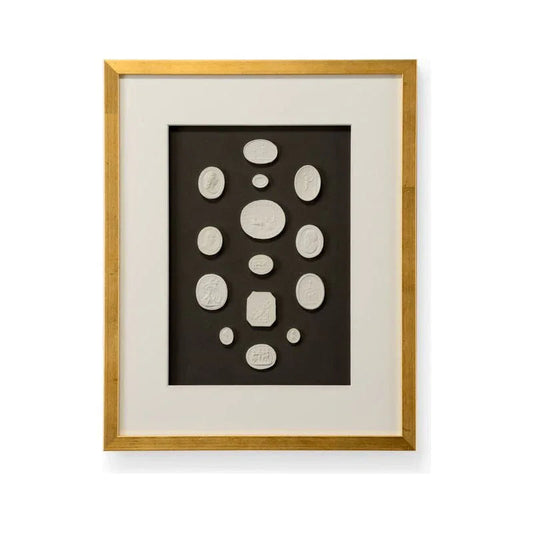The Grand Tour Intaglios Gold Leaf Framed Artwork-Framed Wall Art-Chelsea House-Intaglios II-Rectangle-LOOMLAN