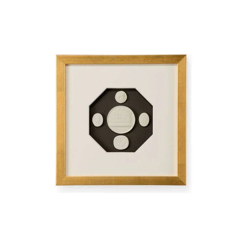 The Grand Tour Intaglios Gold Leaf Framed Artwork-Framed Wall Art-Chelsea House-Intaglios III-Square-LOOMLAN