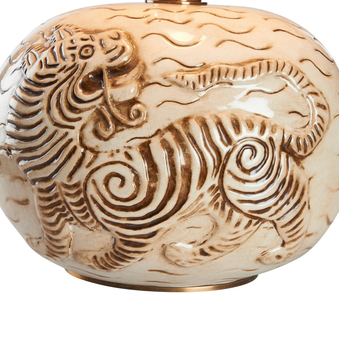 Tibetan Tiger Sculpted Ceramic Table Lamp