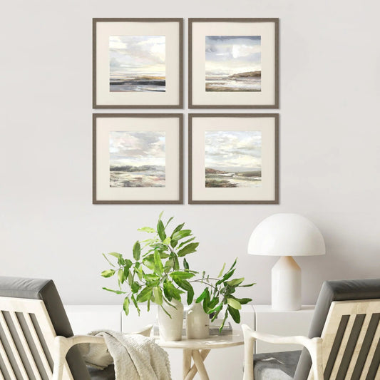 Tirwedd Glass Front Blue Canvas Art 4PC