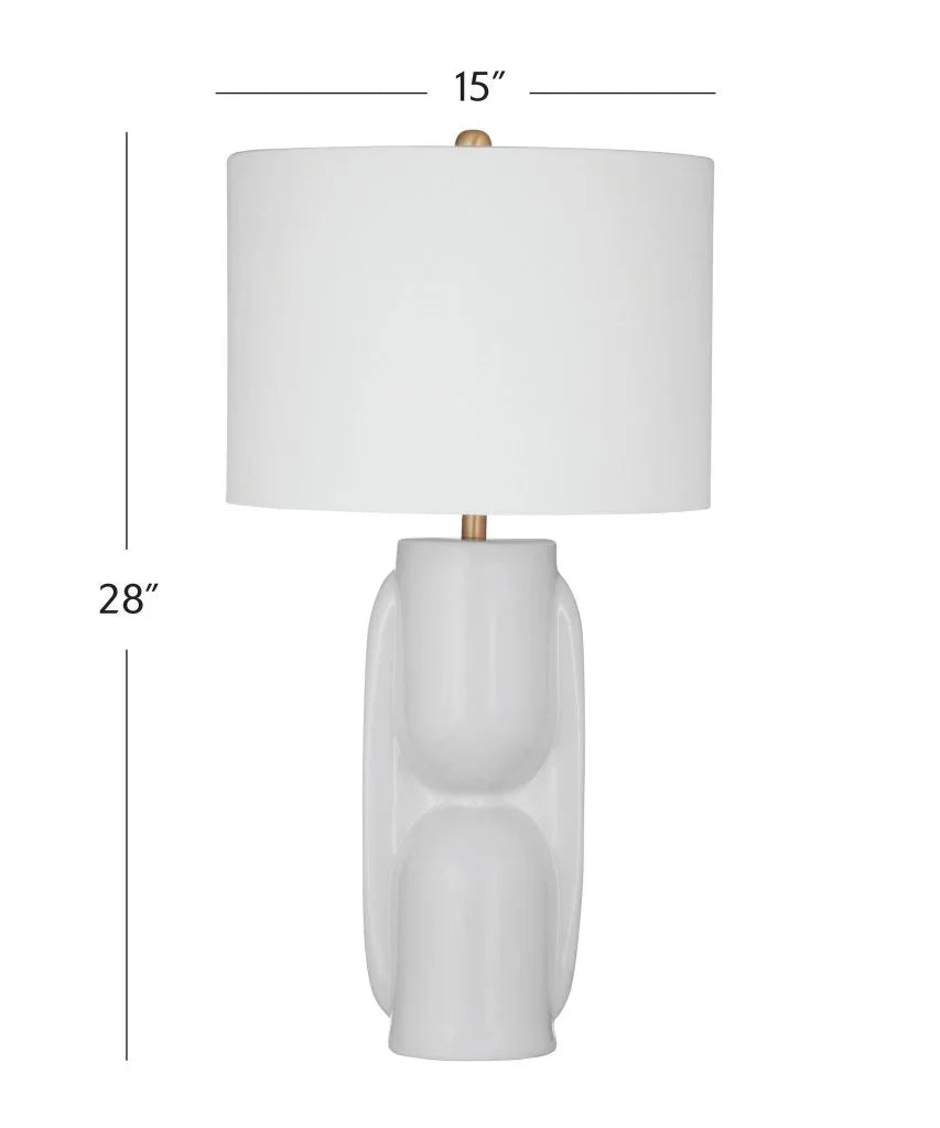 Tolland Glossy White Finish Table Lamp - LOOMLAN - Bassett Mirror - Table Lamps
