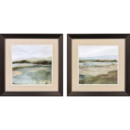 Tranquil Valley Views Green Canvas Art 2PC