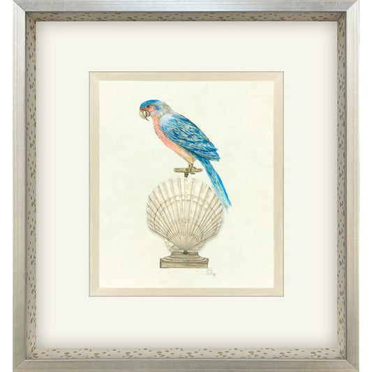 Treasure Parrot IV Wood Frame Blue Canvas Art