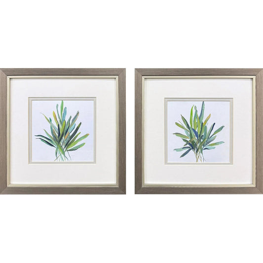 Tropical Leaves Green Canvas Art 2PC