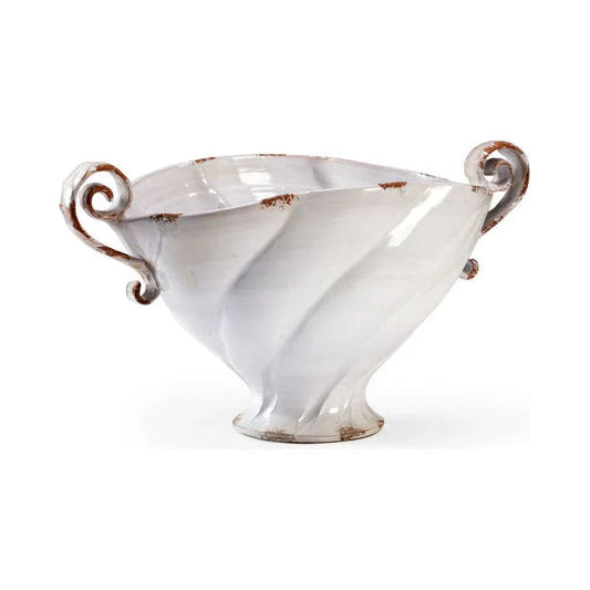 Tuscan Antique White Ceramic Oval Bowl - LOOMLAN - Chelsea House - Boxes & Bowls