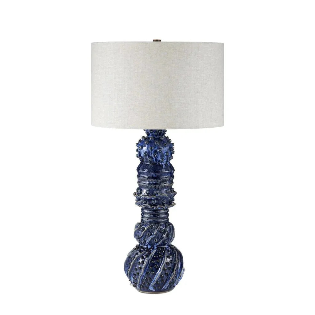 Undersea Dark Blue Ceramic Table Lamp - LOOMLAN - Currey & Co - Table Lamps