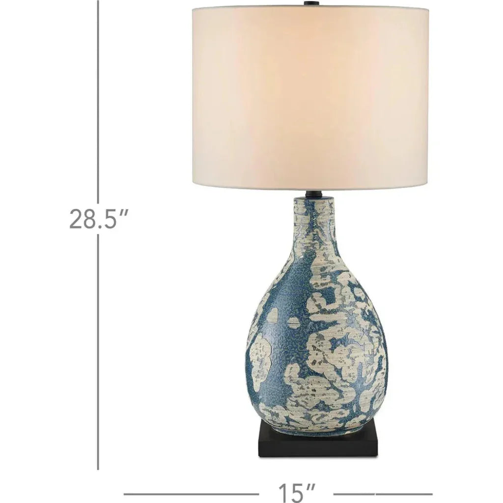 Vintage Blue Ostracon Table Lamp - LOOMLAN - Currey & Co - Table Lamps