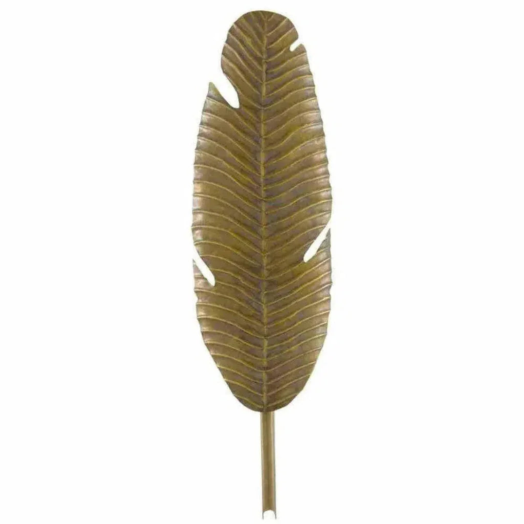 Vintage Brass Tropical Leaf Wall Sconce - LOOMLAN - Currey & Co - Wall Sconces