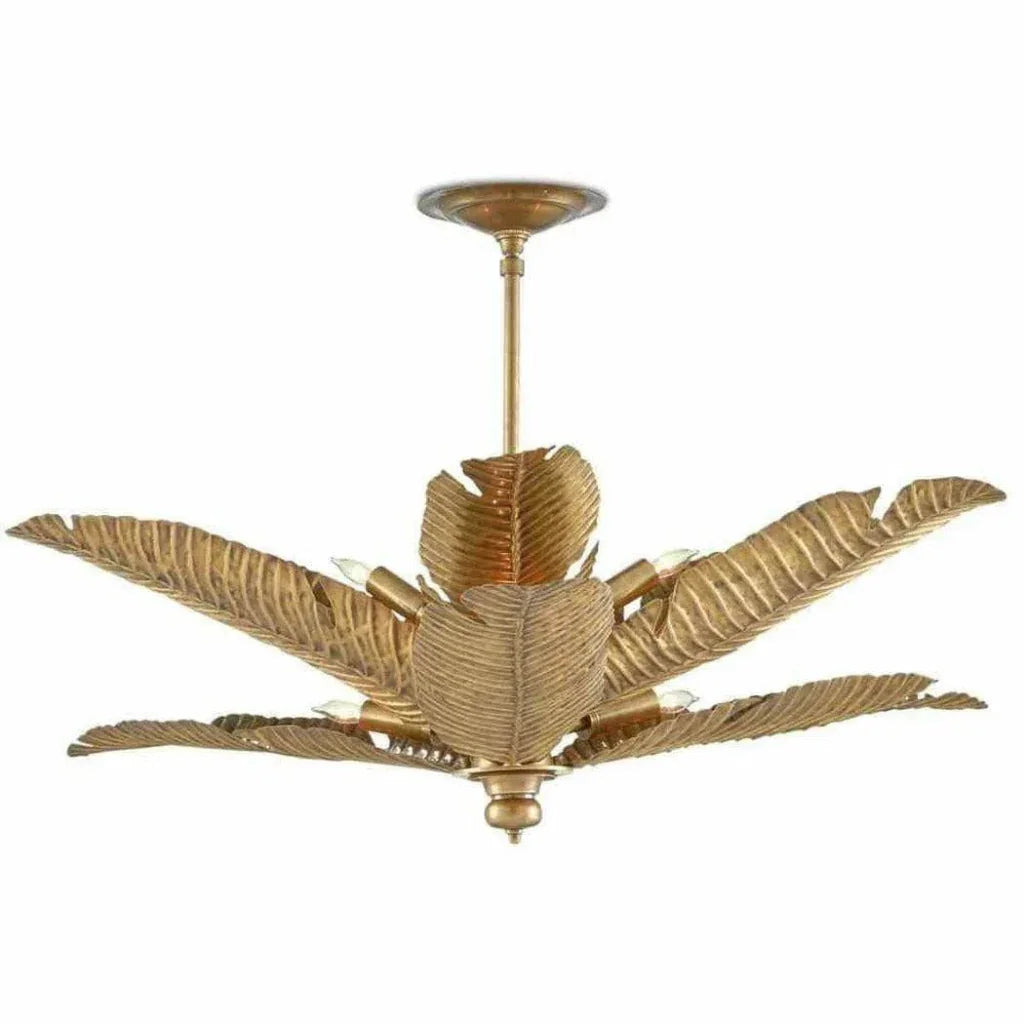 Vintage Brass Tropical Semi-Flush-Flush Mounts-Currey & Co-LOOMLAN