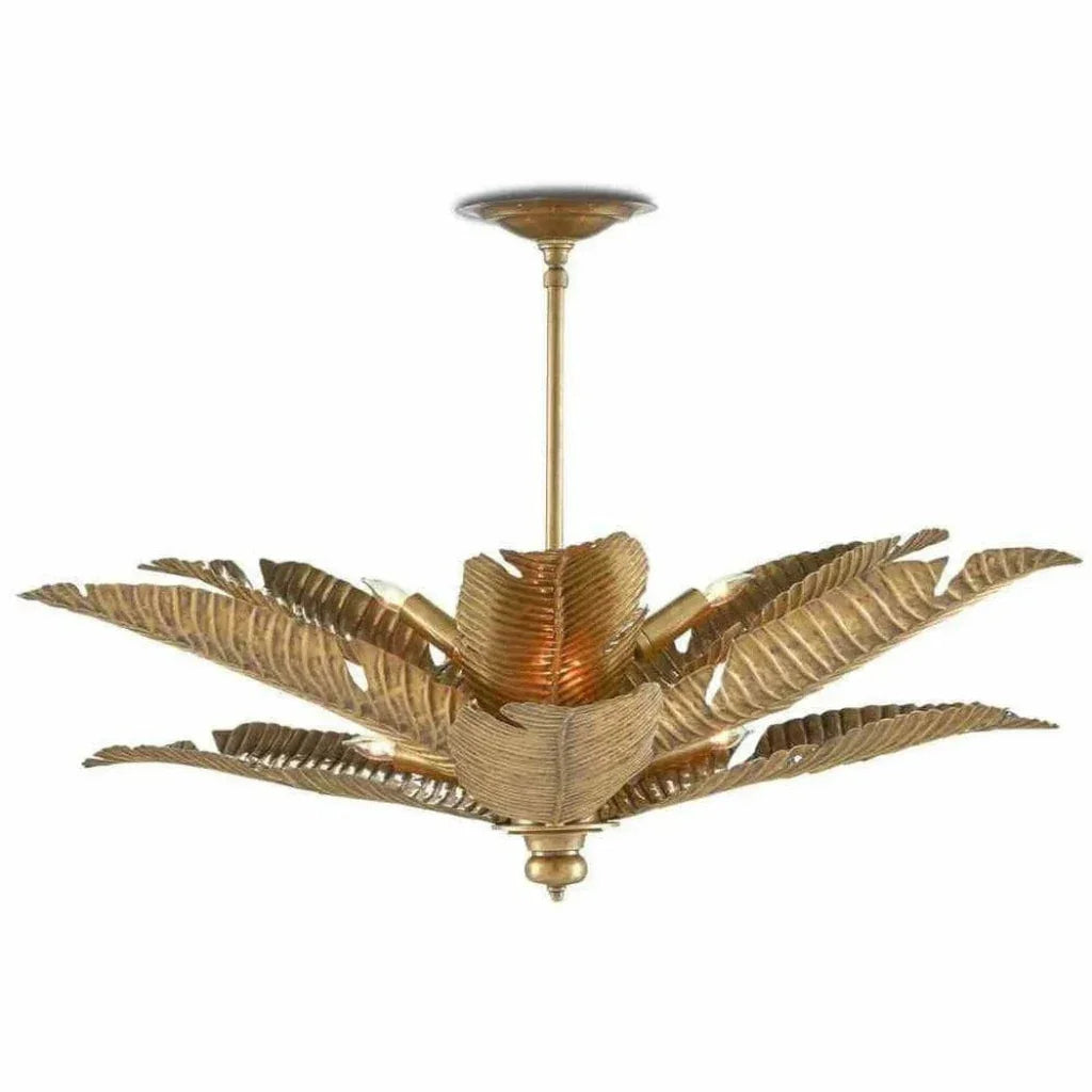 Vintage Brass Tropical Semi-Flush-Flush Mounts-Currey & Co-LOOMLAN