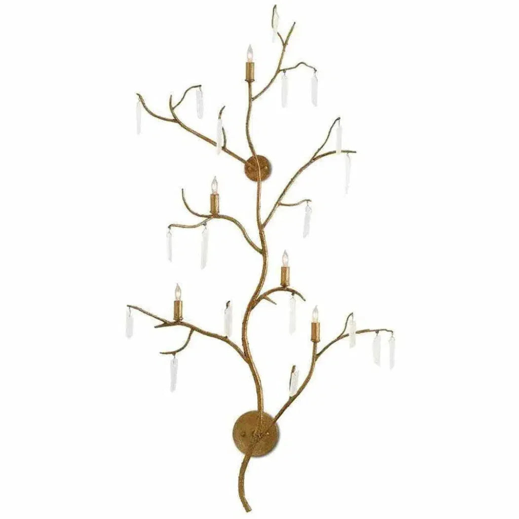 Washed Lucerne Gold Natural Forest Light Wall Sconce - LOOMLAN - Currey & Co - Wall Sconces