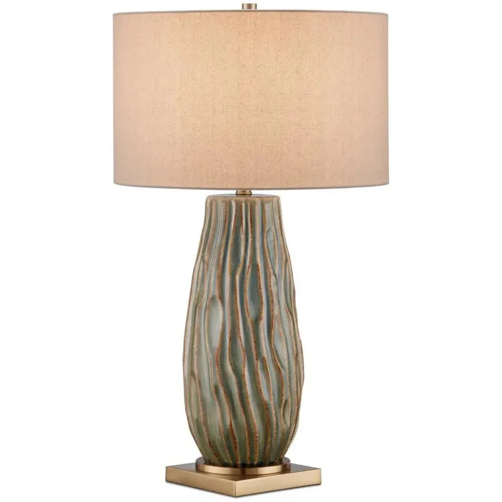 Water - Borne Ceramic & Metal Brown Table Lamp - LOOMLAN - Currey & Co - Table Lamps