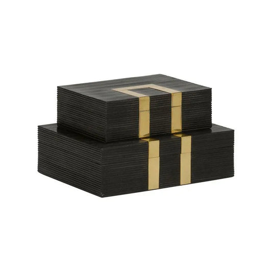 Watkins Wooden Black Jewelry Box (Set of 2) - LOOMLAN - Chelsea House - Boxes & Bowls