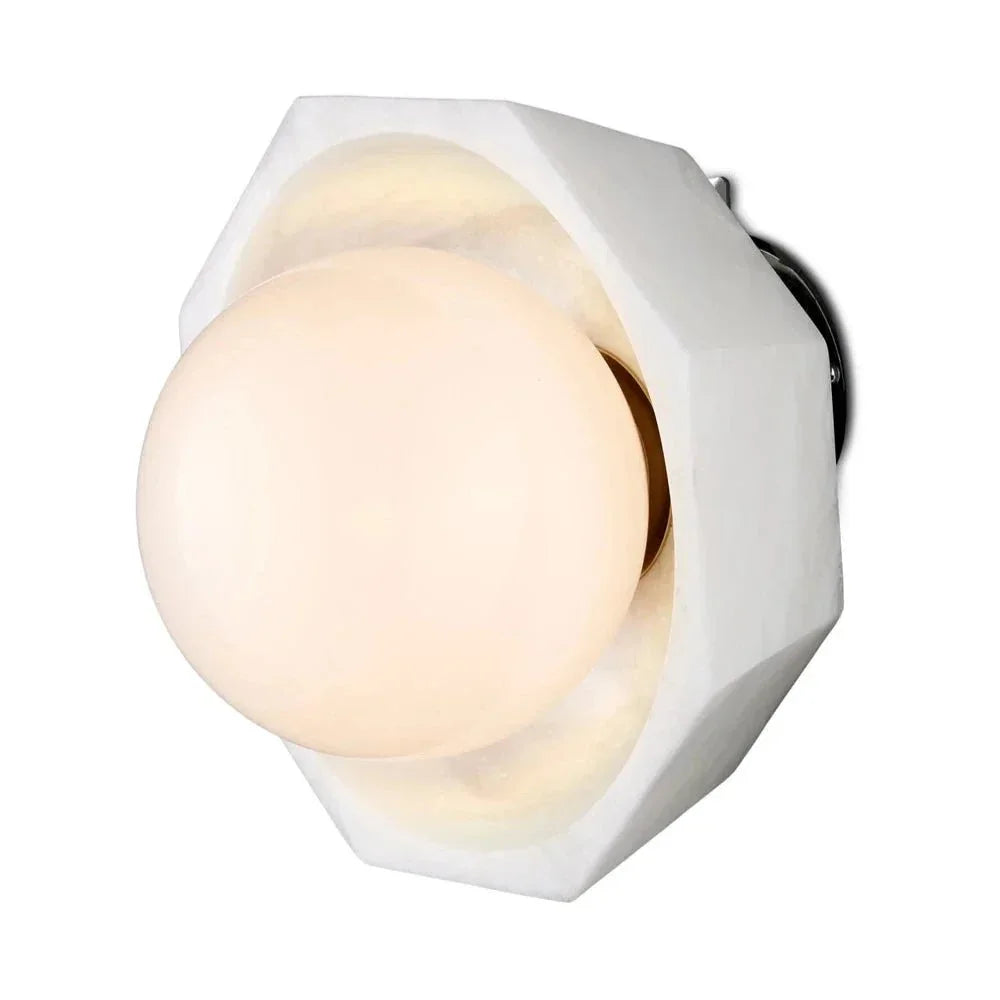 Waystone White Modern Alabaster Wall Sconce - LOOMLAN - Currey & Co - Wall Sconces
