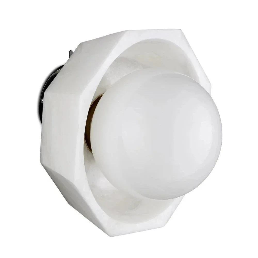 Waystone White Modern Alabaster Wall Sconce - LOOMLAN - Currey & Co - Wall Sconces