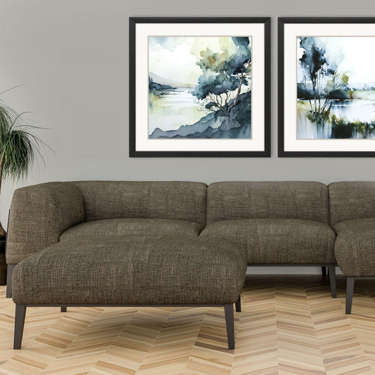 Whispers in the Wind Wood Frame Blue Canvas Art