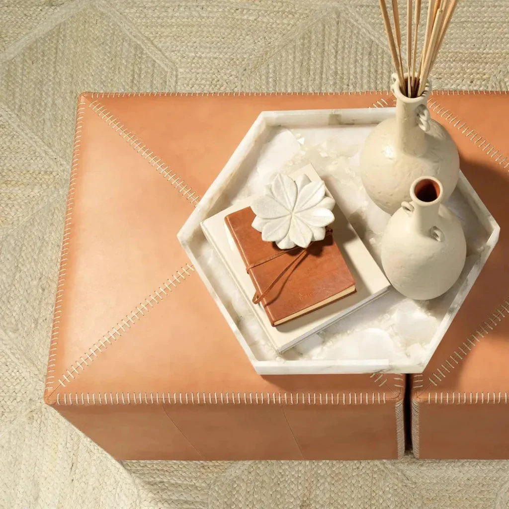 White Alabaster Antonia Tray Tabletop Decor - Large - LOOMLAN - Jamie Young - Trays