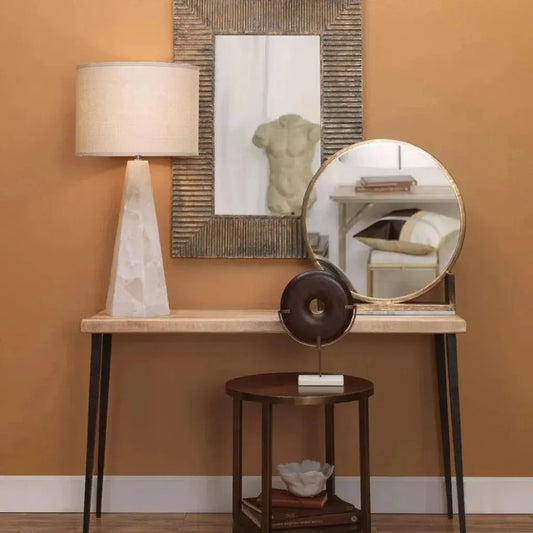 White Alabaster Borealis Hexagon Table Lamp - LOOMLAN - Jamie Young - Table Lamps